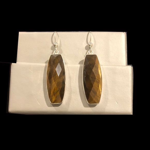 JAY KING DTR Faceted Tigers Eye Sterling Silver 925 Earrings - Picture 3 of 14